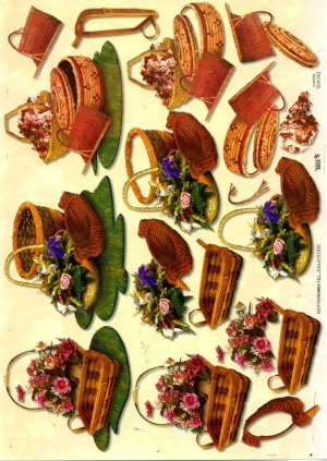 A4 Decoupage Sheet - Floral Baskets (504342)